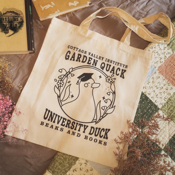 Universität Ente  Jute Tragetasche / University Duck Tote Bag / Screenprint / Uni Tasche / Einkaufstasche