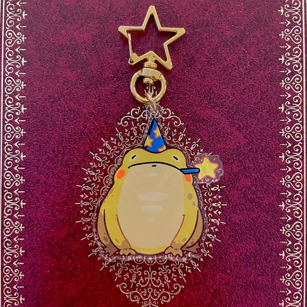 Wizard Frog Toad Keychain Acrylic / Wizard Toad Pendant Key / Wicca Witch Magic Gift