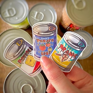 Retro Vintage Blikken Soep Ravioli Bonen Vinyl Sticker / Blikken Stickerset Voorraadkast / Waterbestendig / Voedseletikettering