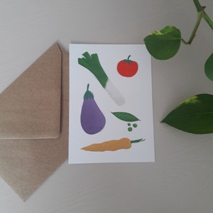 Postkarte Gemüse, Grußkarte, Papeterie, Illustration Garten, Karten, Jahreszeitentisch