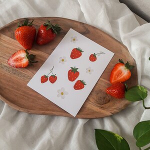 Postkarte Erbeeren, Grußkarte, Illustration, Papeterie, Karten, Jahreszeiten
