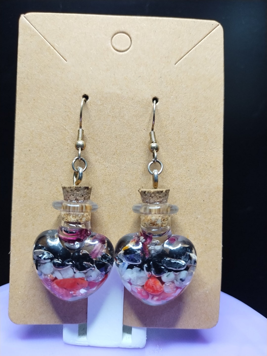 Crystal and Rose Heart Earrings Etsy