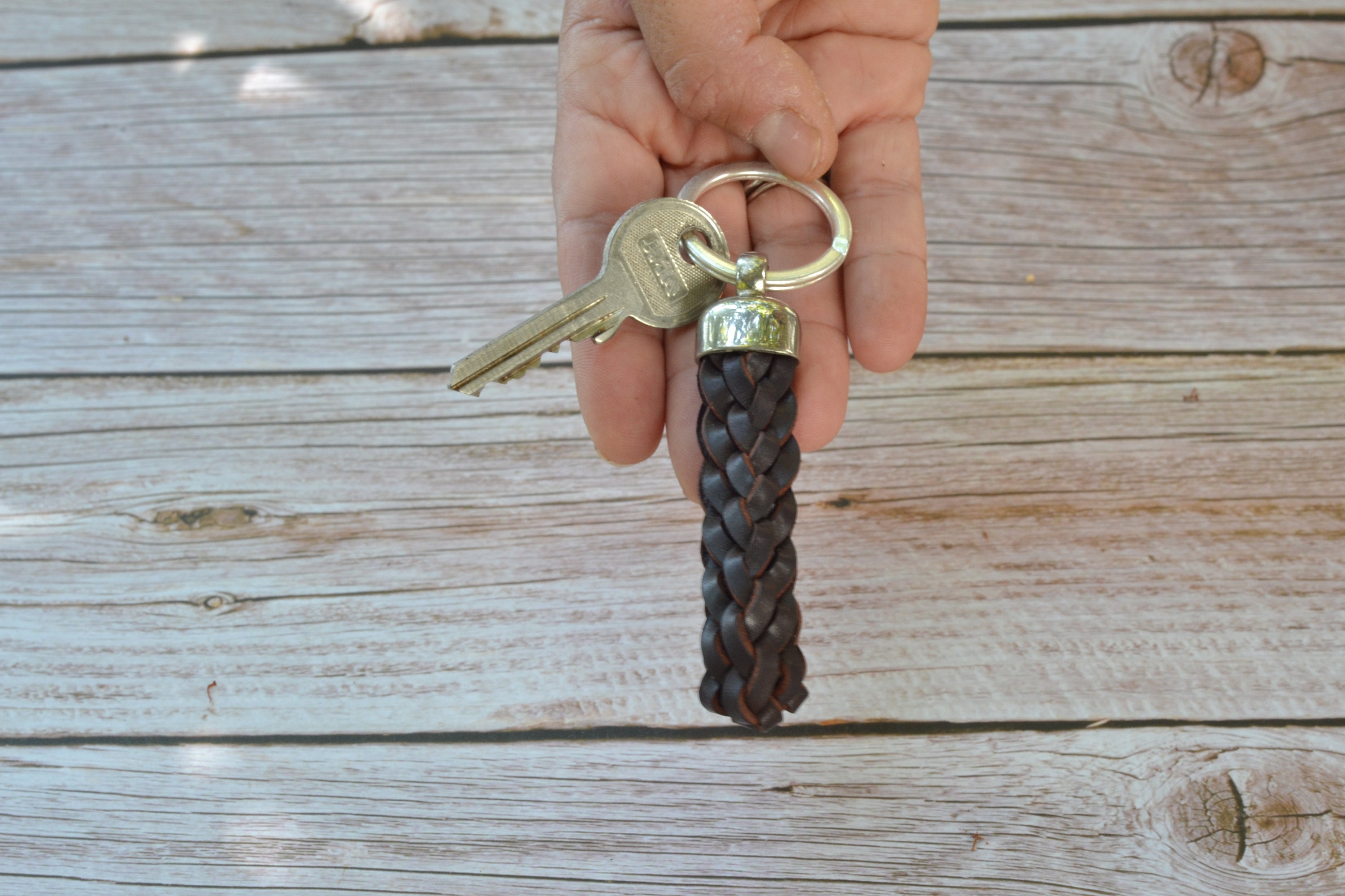 Leather Key Fob Holder, Braided Leather Keyfob, Genuine Leather ...