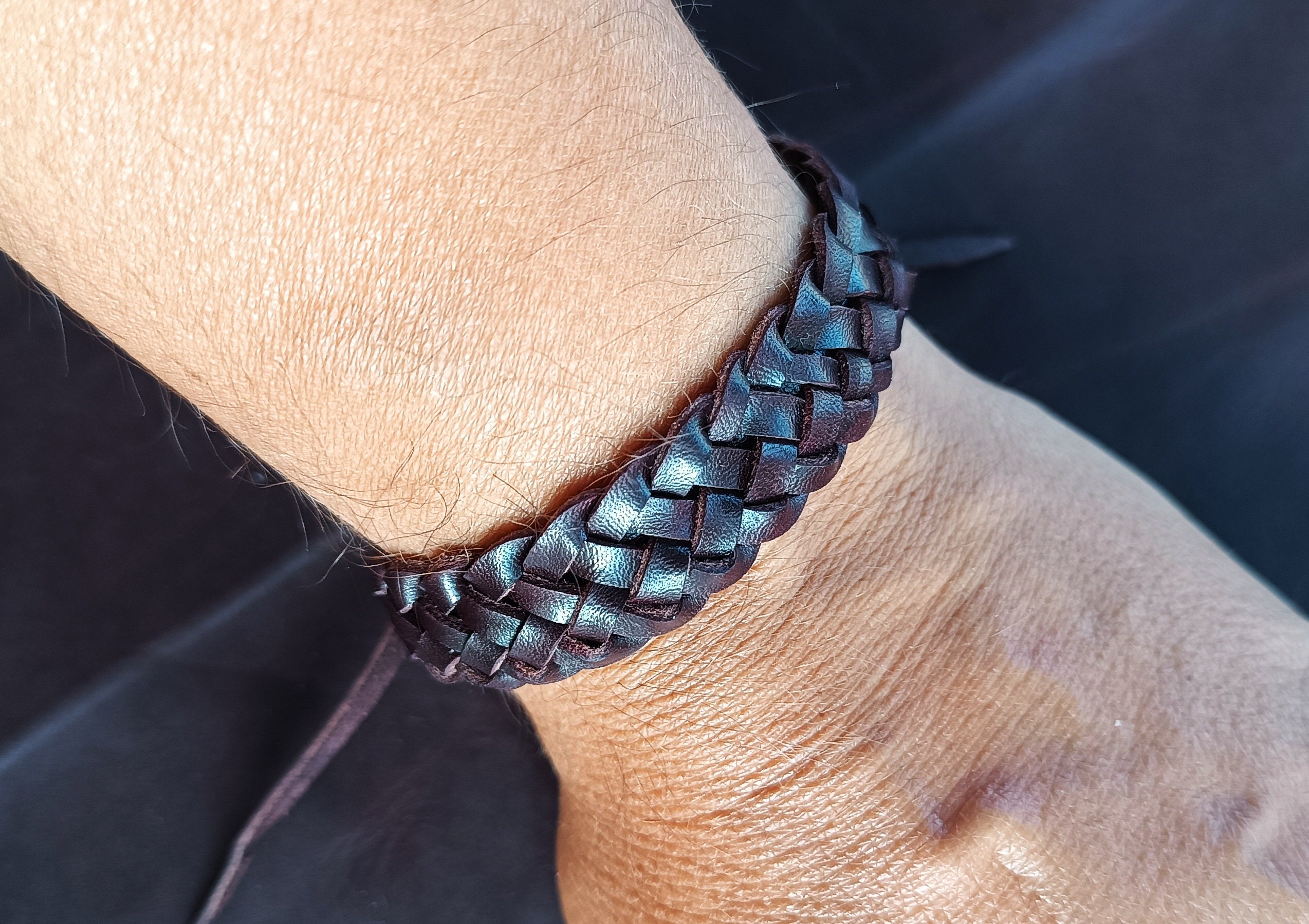 Leather Knot Bracelet, Braided Bracelet, Adjustable Bracelet