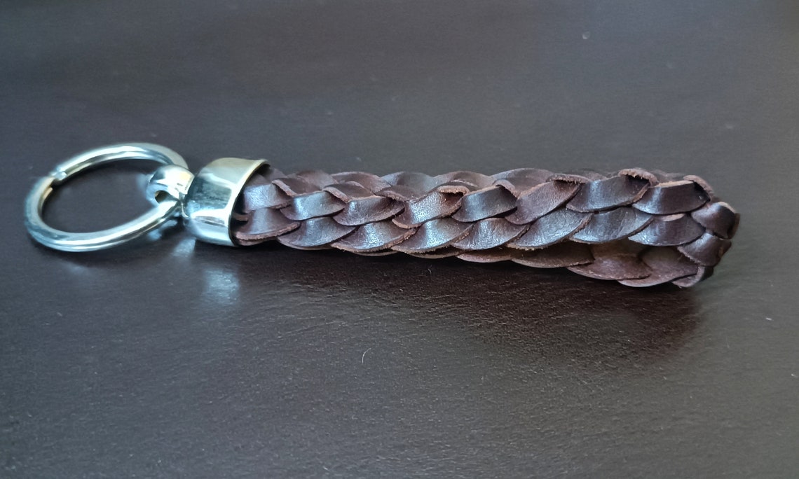 Leather Key Fob Holder, Braided Leather Keyfob, Genuine Leather ...
