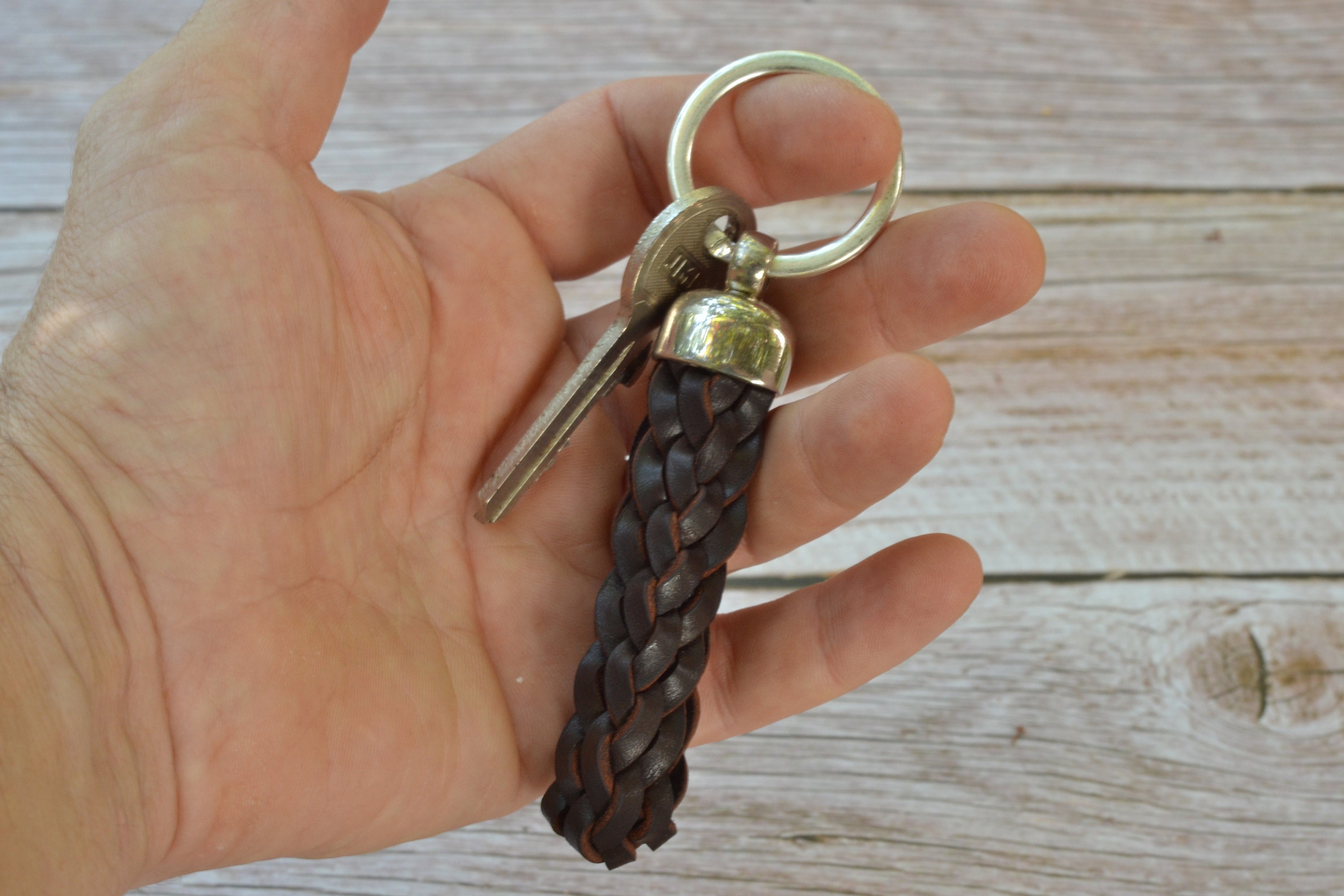 Leather Key Fob Holder, Braided Leather Keyfob, Genuine Leather ...