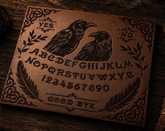 Ouija Board with Ravens, Ouija Board with Planchette, Witch Board, Talking Spirit Board, Occult Witchcraft Spirit, Magic Altar, Spooky House