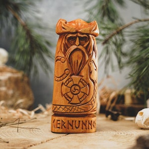 Wooden CERNUNNOS statue, Irish mythology , celtic statue, pagans, paganism, celtic pantheon, hand carved statue, celts, custom statue