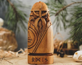Wooden ODIN statue, viking statue, pagans, norse paganism, norse pantheon, allfather, hand carved statue, viking gift, custom statue