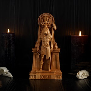 SOBEK Egyptian statue, egyptian gods, ancient egypt gods, wooden statue, ancient egypt religion, paganism, wooden pagan statues