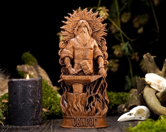 Svarog wooden statue, slavic god statue, carved Svarog statue, slavic mythology, slavic god statue, norse pantheon, Svarog statue
