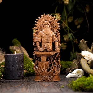 Svarog wooden statue, slavic god statue, carved Svarog statue, slavic mythology, slavic god statue, norse pantheon, Svarog statue