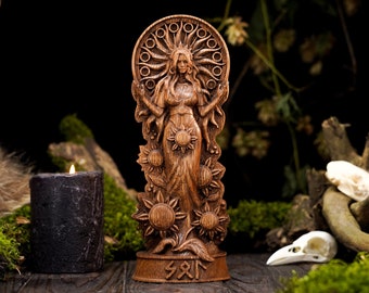 Sol Norse Goddess, viking god figure, carved Sunnastatue, viking mythology, norse god statue, carved viking gods, Sunna statue, Sol figurine