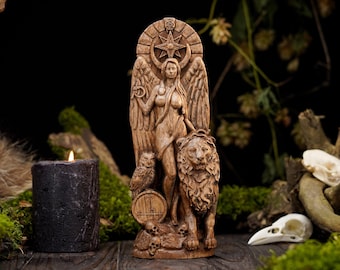 Estatua de Lilith Wicca, brujería de Lilith, estatua de Innana, estatua wicca, panteón wicca, estatua tallada a mano, religión wiccana, estatua personalizada