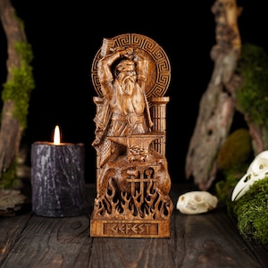Hephaestus Greek statue, wooden greek god statue, Gefest Greek statue, greek gods pantheon, carved goddess statue, Hephaestus greek god