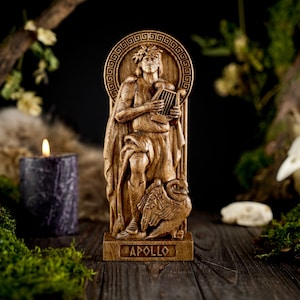 Wooden Apollo statue, wooden greek god statue, greek gods pantheon, greek mythology, carved god statue, Apollo greek god, greek pantheon