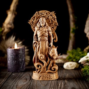Freyr Norse God statue, Viking God statue, Carved Pagan statue, Freyr god figurine, Custom Gods statues, Pagan Statues