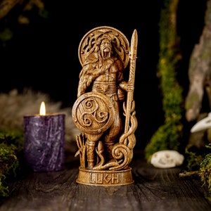 Lugh wooden statue, Celtic mythology , celtic statue, Lugh god statue, paganism, celtic pantheon, hand carved statue, pagan statue