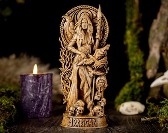 Morrigan wooden statue, Irish mythology , Irish goddess statue, Morrigan goddess statue, pagan statue, celtic pantheon, hand carved statue