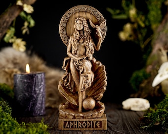 Wooden Aphrodite statue, wooden greek goddess statue, greek gods pantheon, greek mythology, carved goddess statue, Aphrodite greek goddess