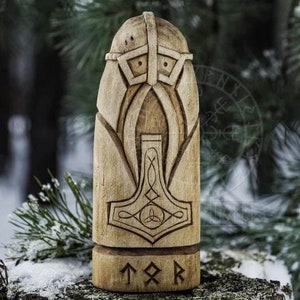 Thor Norse God statue, viking statue, pagans, norse paganism, norse pantheon, allfather, hand carved statue, viking gift, custom statue