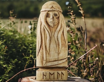 Estatua de la diosa Hel, estatua vikinga, paganos, paganismo nórdico, panteón nórdico, todo padre, estatua tallada a mano, regalo vikingo, estatua de la diosa vikinga