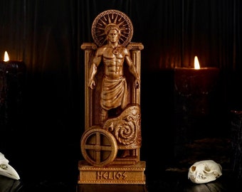 HELIOS greek god statue, greek pantheon statues, wooden Helios figurine, handmade greek gods statues, custom statues, carved gods statues
