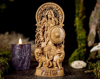Freya Norse Goddess, viking statue, pagans, norse paganism, norse pantheon, allfather, hand carved statue, viking gift, custom statue