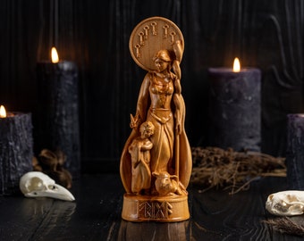 Frigg Norse Goddess, Frigg viking statue, pagans, norse paganism, norse pantheon, allfather, hand carved statue, viking gift, pagan altar