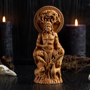 CERNUNNOS celtic figurine, Irish mythology , celtic statue, pagans, paganism, celtic pantheon, hand carved statue, celts, custom statue