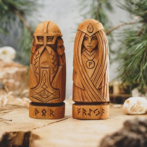 THOR and FREYA statues, norse gods statues, viking pantheon, allfather statue, wotan statue, viking pagan figurines, custom god statue