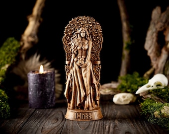 Idunn nordische Göttin, Wikinger-Göttin Statue, geschnitzte heidnische Statue, Idunn Göttin Figur, benutzerdefinierte Götterstatuen, heidnischer Altar