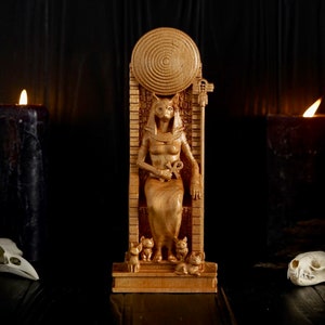 BASTET Egyptian statue, egyptian gods, ancient egypt gods, wooden statue, ancient egypt religion, paganism, wooden pagan statues