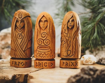 BRIGID, FREYA and FRIGG Sat of Statues, Norse Gods Statues, Viking Pantheon, Viking Pagan Figurines, North Mythology, Allfather Statue