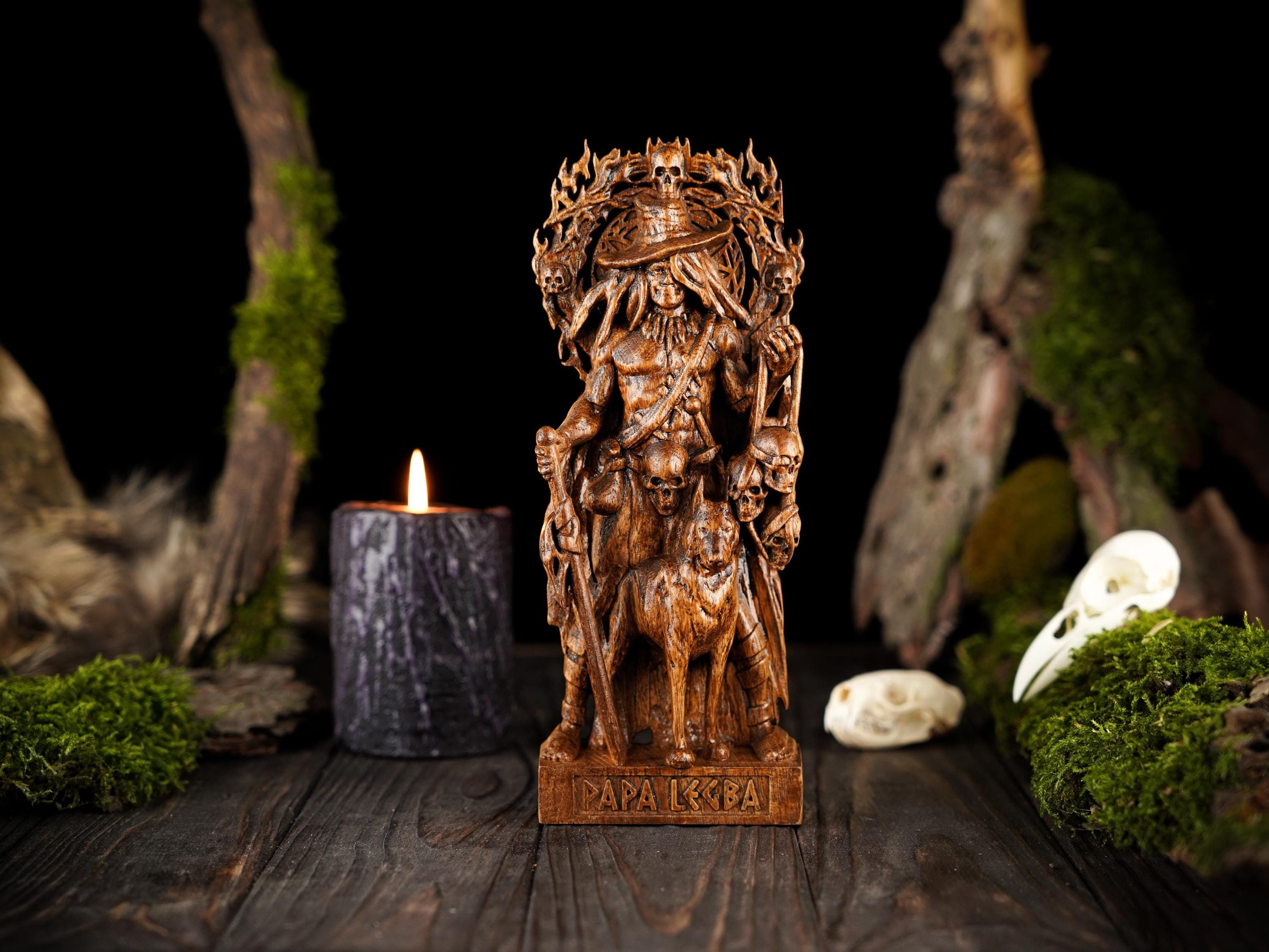 Papa Legba Voodoo figure, Papa Legba Haitian, Paga Legba pagan statue, Voodoo altar, pagan statue, Voodoo skull, Papa Legba altar
