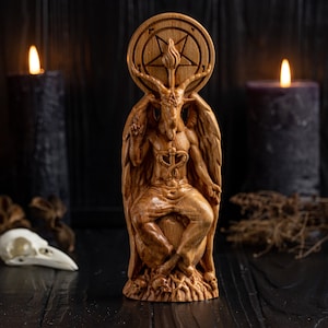 BAPHOMET statue, wooden Baphomet, european occultism, satanic temple, custom statue