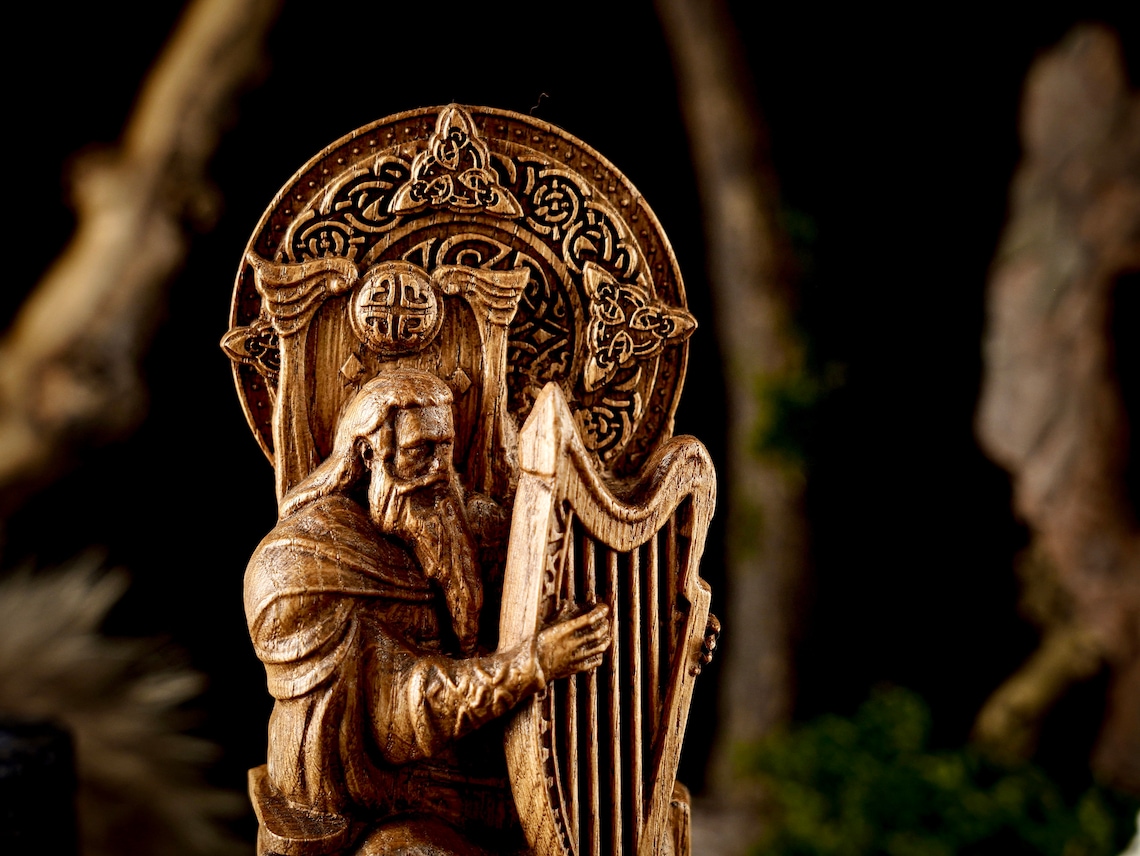 Bragi Norse God Statue, Viking God Statue, Carved Pagan Statue, Bragi ...