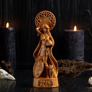 Freyja Norse Goddess, viking statue, pagans, norse paganism, norse pantheon, allfather, hand carved statue, viking gift, custom statue