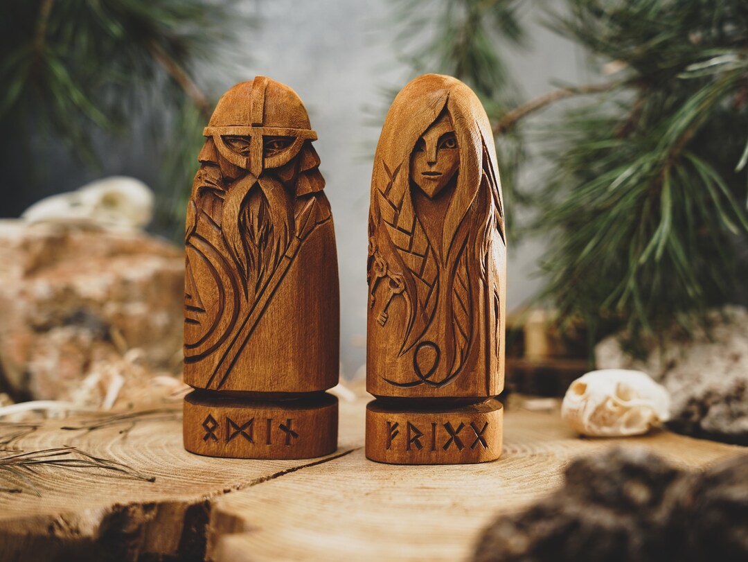 ODIN and FRIGG Statues, Norse Gods Statues, Viking Pantheon, Allfather ...
