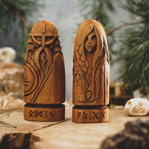 ODIN and FRIGG statues, norse gods statues, viking pantheon, allfather statue, wotan statue, viking pagan figurines, custom god statue