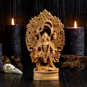 KALI statue, Hindu goddess, wooden statue, pagan figurine, Hindu statues, Kali figurine, Kali Deitu goddess