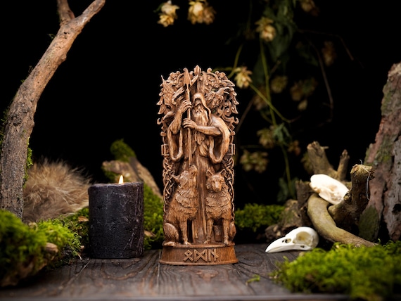 Odin Norse God statue, allfather figure, carved Odin statue, viking mythology, norse god statue, carved viking gods, Odin statue