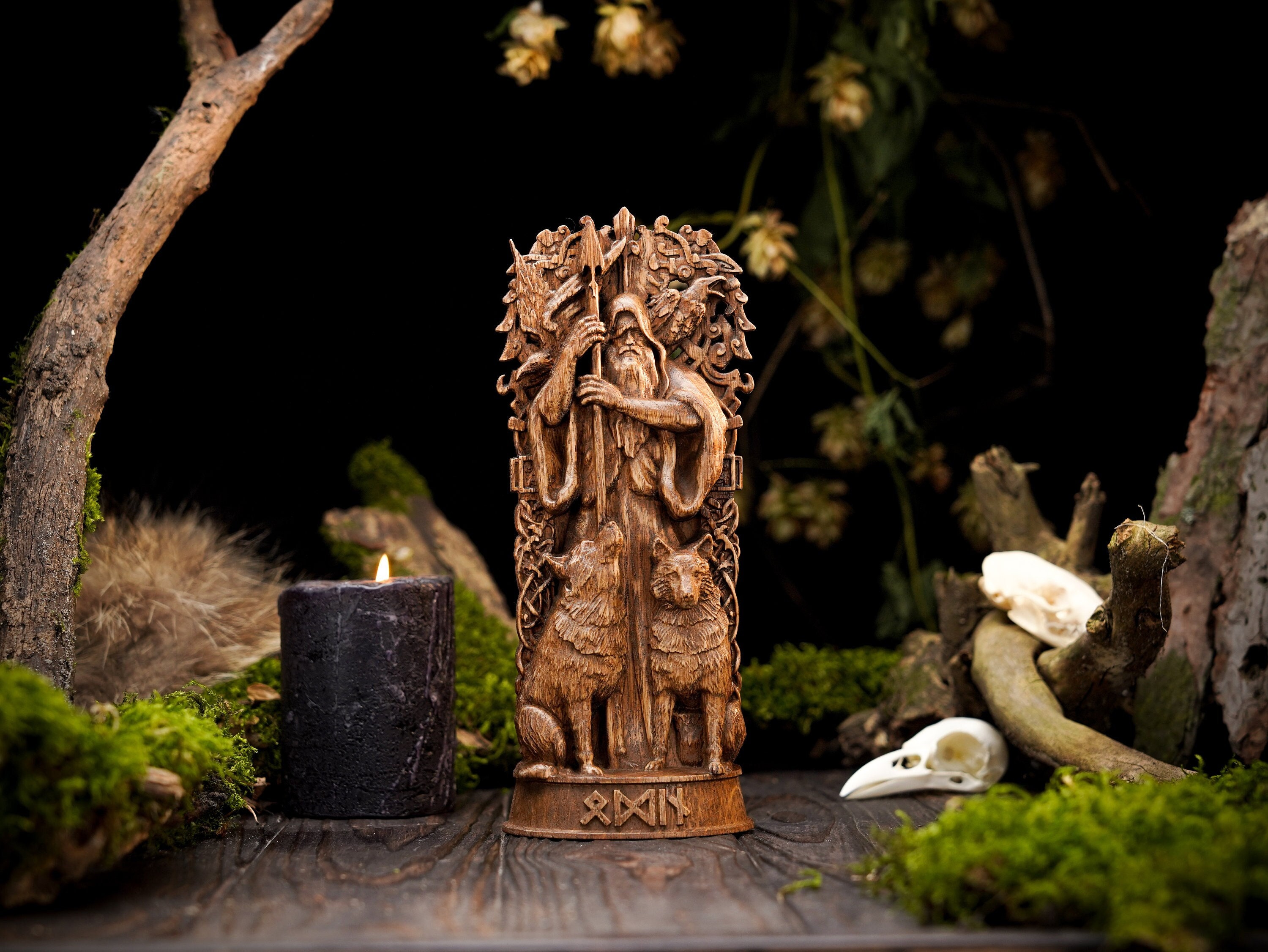 Odin Norse God statue, allfather figure, carved Odin statue, viking mythology, norse god statue, carved viking gods, Odin statue