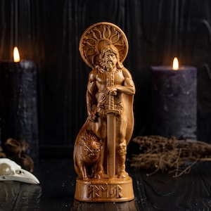 Freyr Norse God statue, viking statue, pagans, norse paganism, norse pantheon, allfather, hand carved statue, viking gift, custom statue