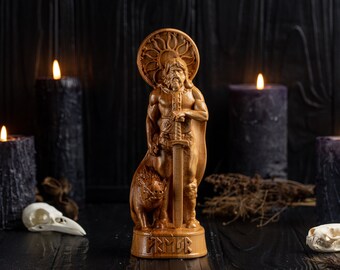 Freyr nordischer Gott Statue, Wikinger Statue, Heiden, nordisches Heidentum, nordisches Pantheon, Allvater, handgeschnitzte Statue, Wikinger Geschenk, benutzerdefinierte Statue