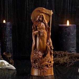 Hel Norse Goddess, viking statue, pagans, norse paganism, norse pantheon, allfather, hand carved statue, viking gift, custom statue