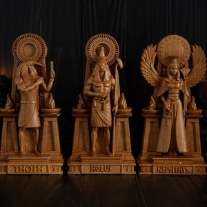 Egyptian Gods Set: NEPHTHYS, HORUS, THOTH, Egyptian Statue,  Pagan Gods, Egyptian Paganism, Egyptian Mythology, Egyptian Altar, Wooden Gods