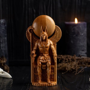 ANUBIS Egyptian statue, egyptian gods, ancient egypt gods, wooden statue, ancient egypt religion, paganism, wooden pagan statues