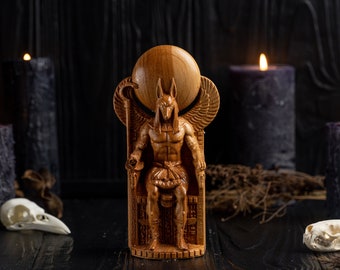ANUBIS Egyptian statue, egyptian gods, ancient egypt gods, wooden statue, ancient egypt religion, paganism, wooden pagan statues
