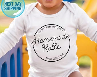 Homemade Rolls Onesie®, Cute Fall Baby Bodysuit, Cute Thanksgiving Natural Baby Onesie®